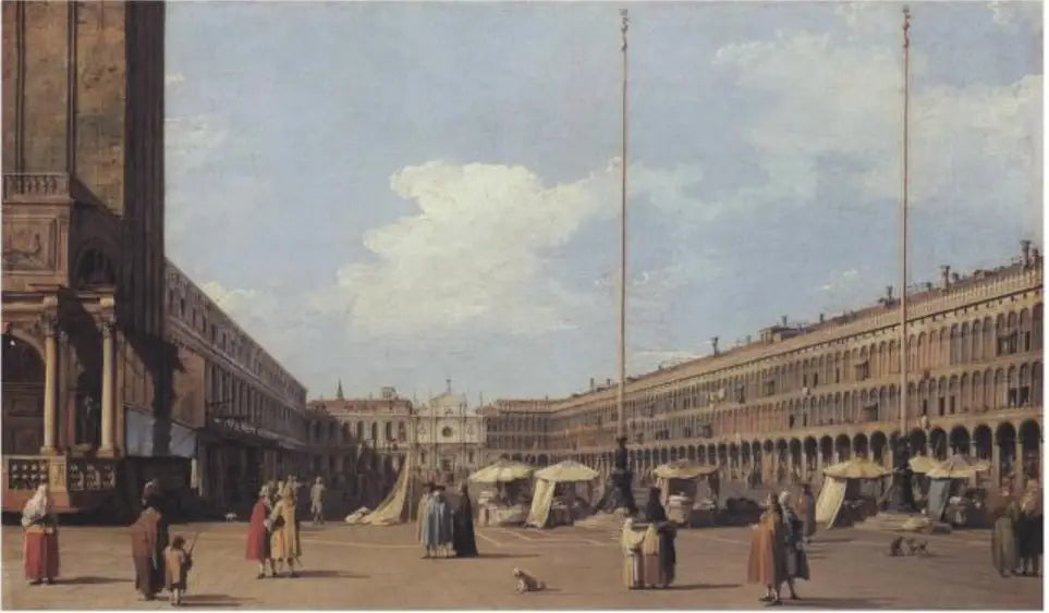 Place Saint-Marc, face à l'église de San Geminiano - Canaletto image 1 reproduction artisanale de tableau