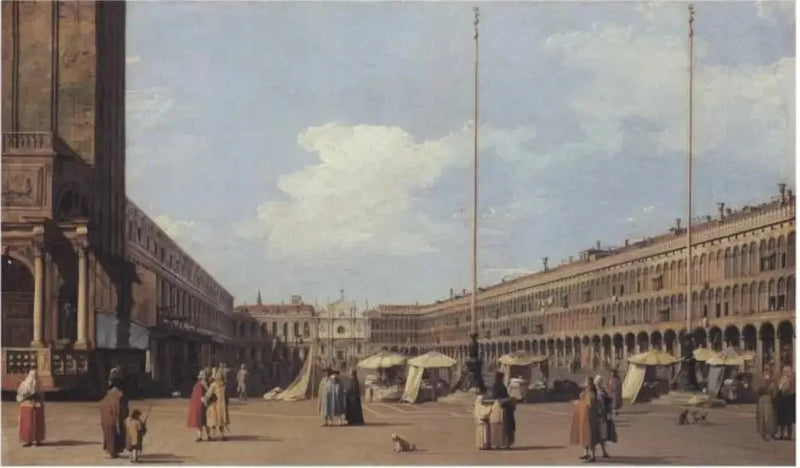 Platz San Marco, gegenüber der Kirche von San Geminiano - Canaletto