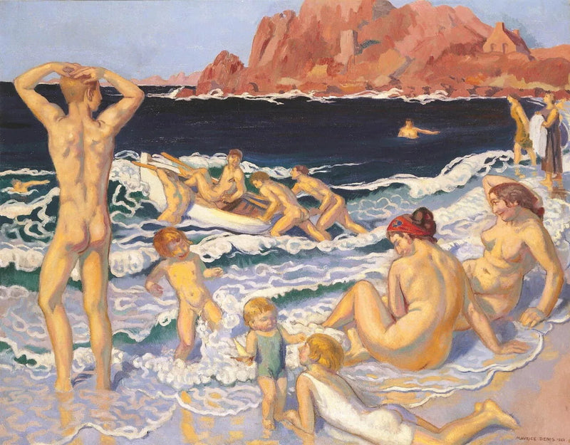 Strand mit Boot und nacktem Mann - Maurice Denis