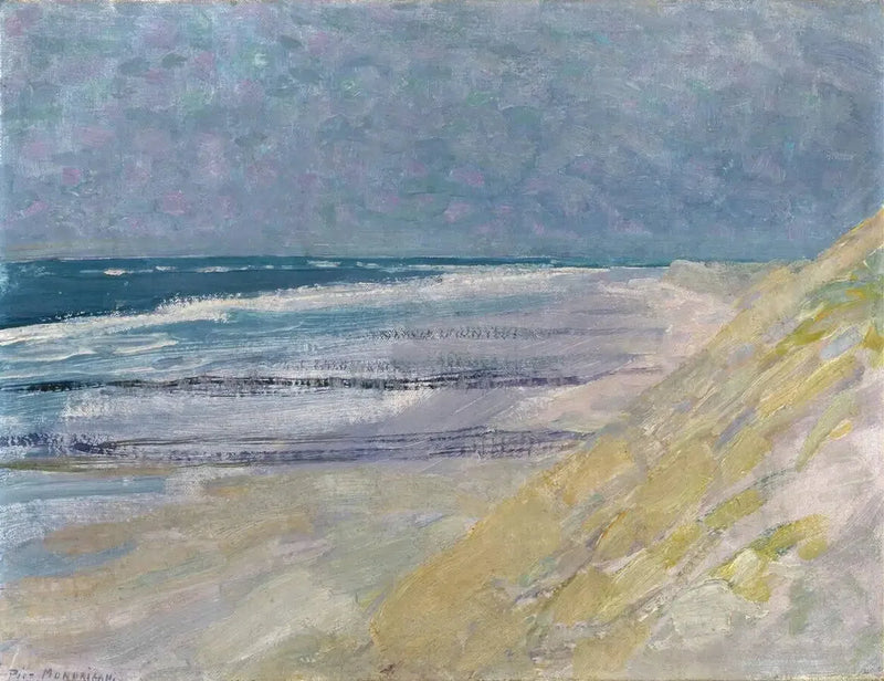 Strand mit drei oder vier Stegen in Domburg - Piet Mondrian
