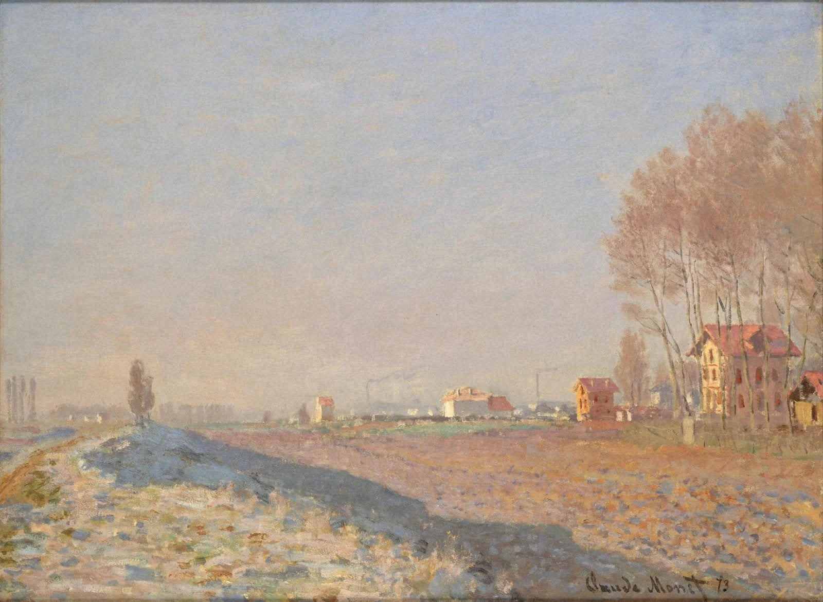 La Plaine de Colombes, gelée blanche W256 par Claude Monet, 1873, Niigata