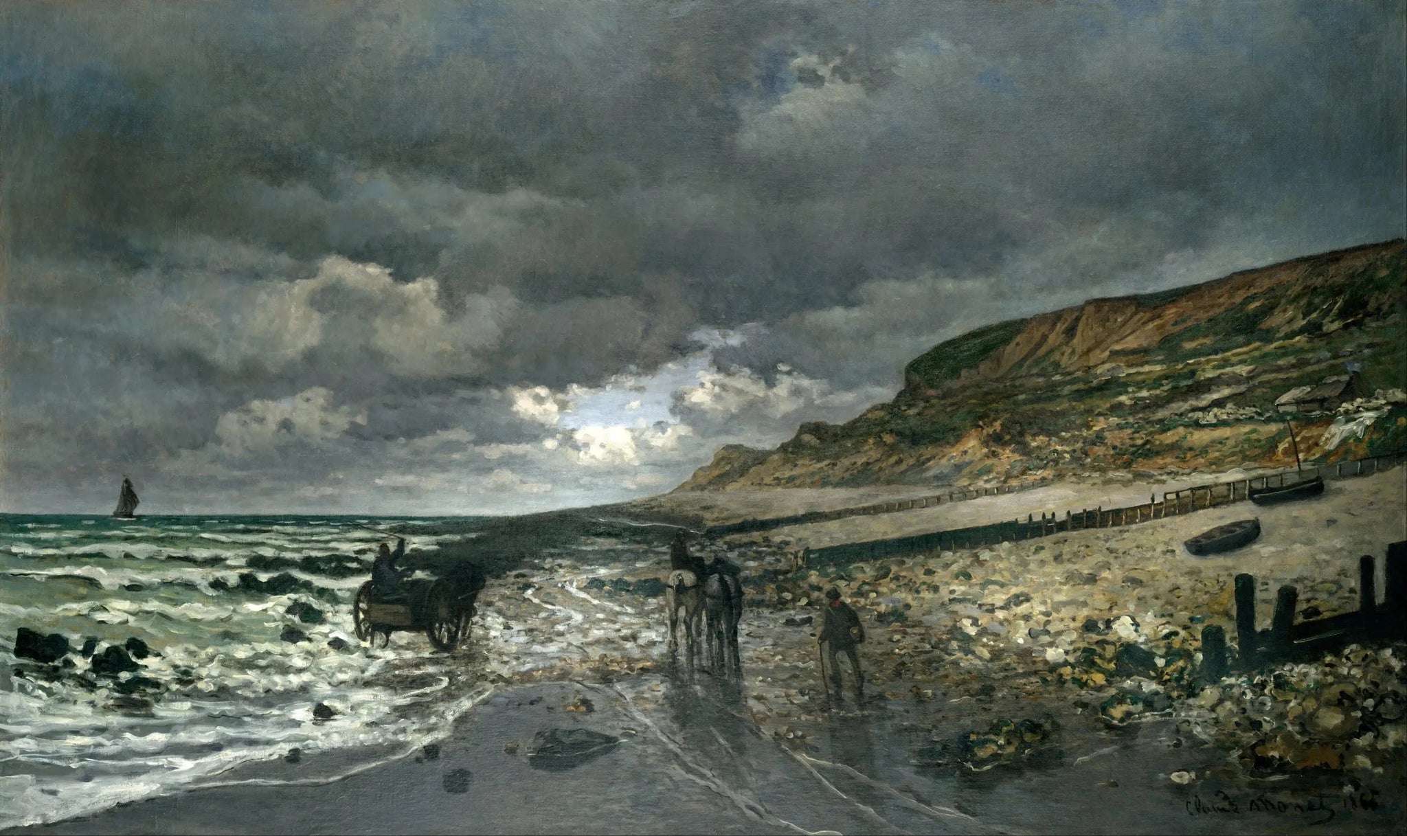 La Pointe de la Hève à marée basse W52 par Claude Monet, 1865, Kimbell Art Museum