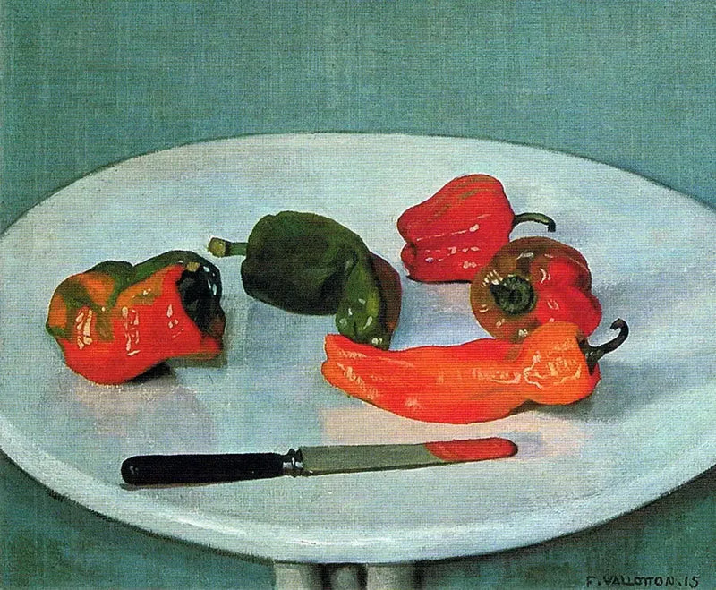 Rote Paprika auf runder, weiß lackierter Tisch - Félix Vallotton