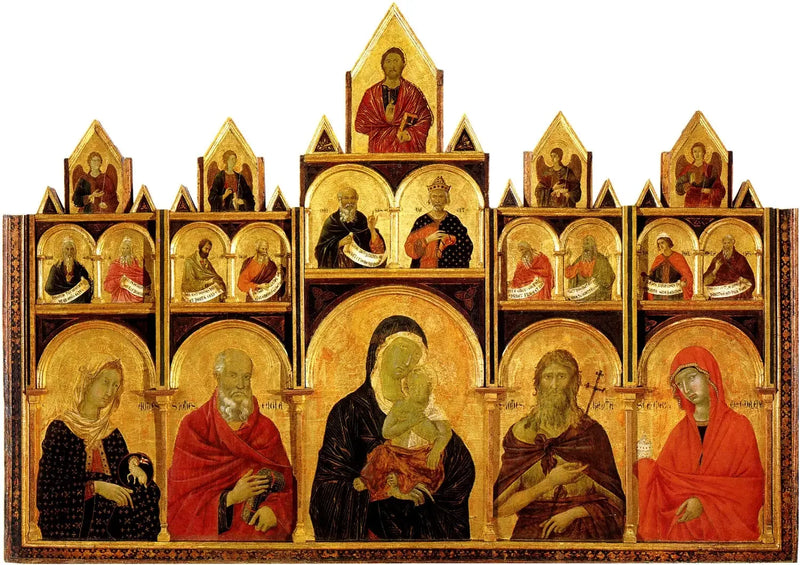 Polyptychon der Jungfrau mit Kind und Heiligen - Duccio di Buoninsegna