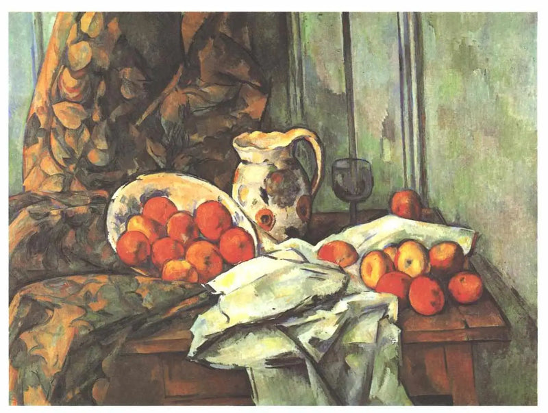 Äpfel und Krug auf einem Tisch - Paul Cézanne