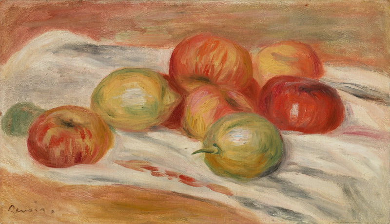 Äpfel und Zitronen auf einer Tischdecke - Pierre-Auguste Renoir