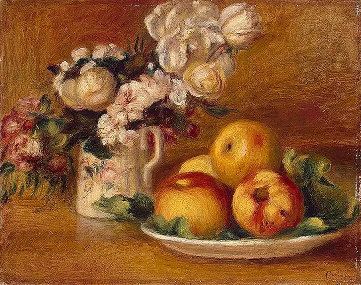 Äpfel und Blumen - Pierre-Auguste Renoir