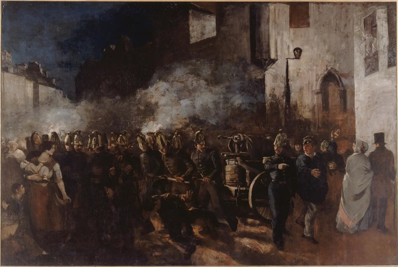 Feuerwehrleute im Einsatz bei einem Brand - Gustave Courbet