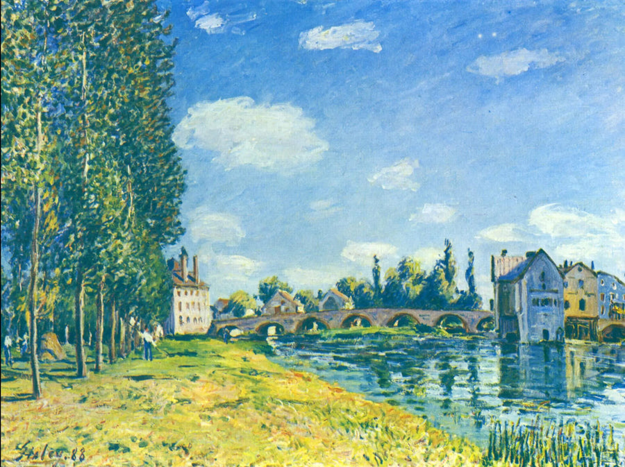 Brücke und Mühle von Moret im Sommer - Alfred Sisley