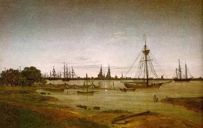 Hafen im Mondschein - Caspar David Friedrich