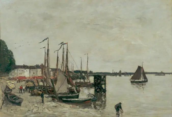 port d'Anvers - Eugène Boudin image 1 copie peinte à la main à l’huile