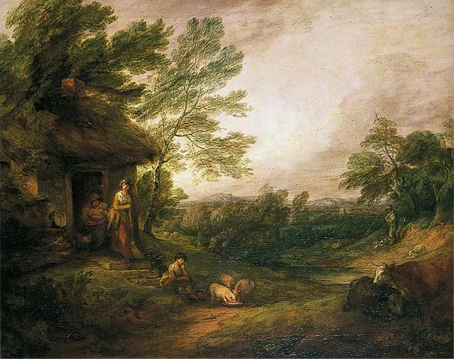 Chalet-Tür mit Mädchen und Schweinen - Thomas Gainsborough