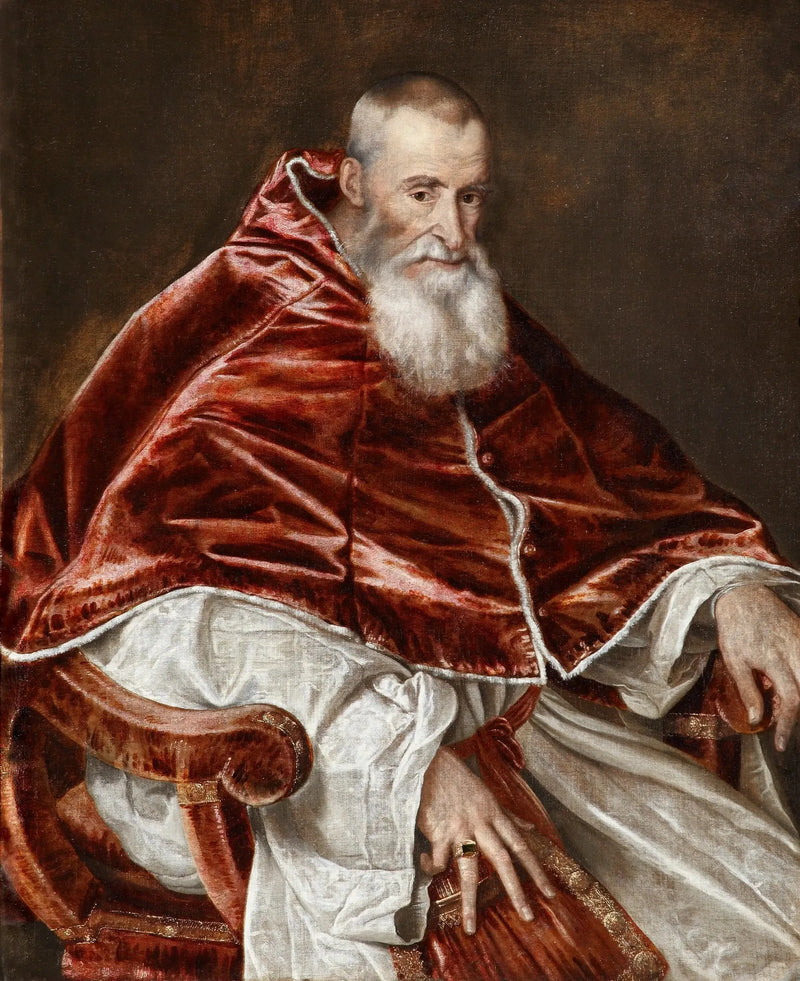 Portrait von Alexandre Farnèse, Papst Paul III (1468-1549; gewählt 1534) - Tizian