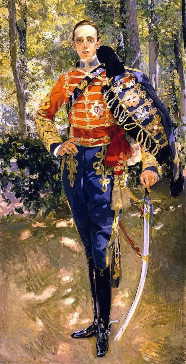 Porträt von Alphonse XIII in Hussarenuniform - Joaquín Sorolla