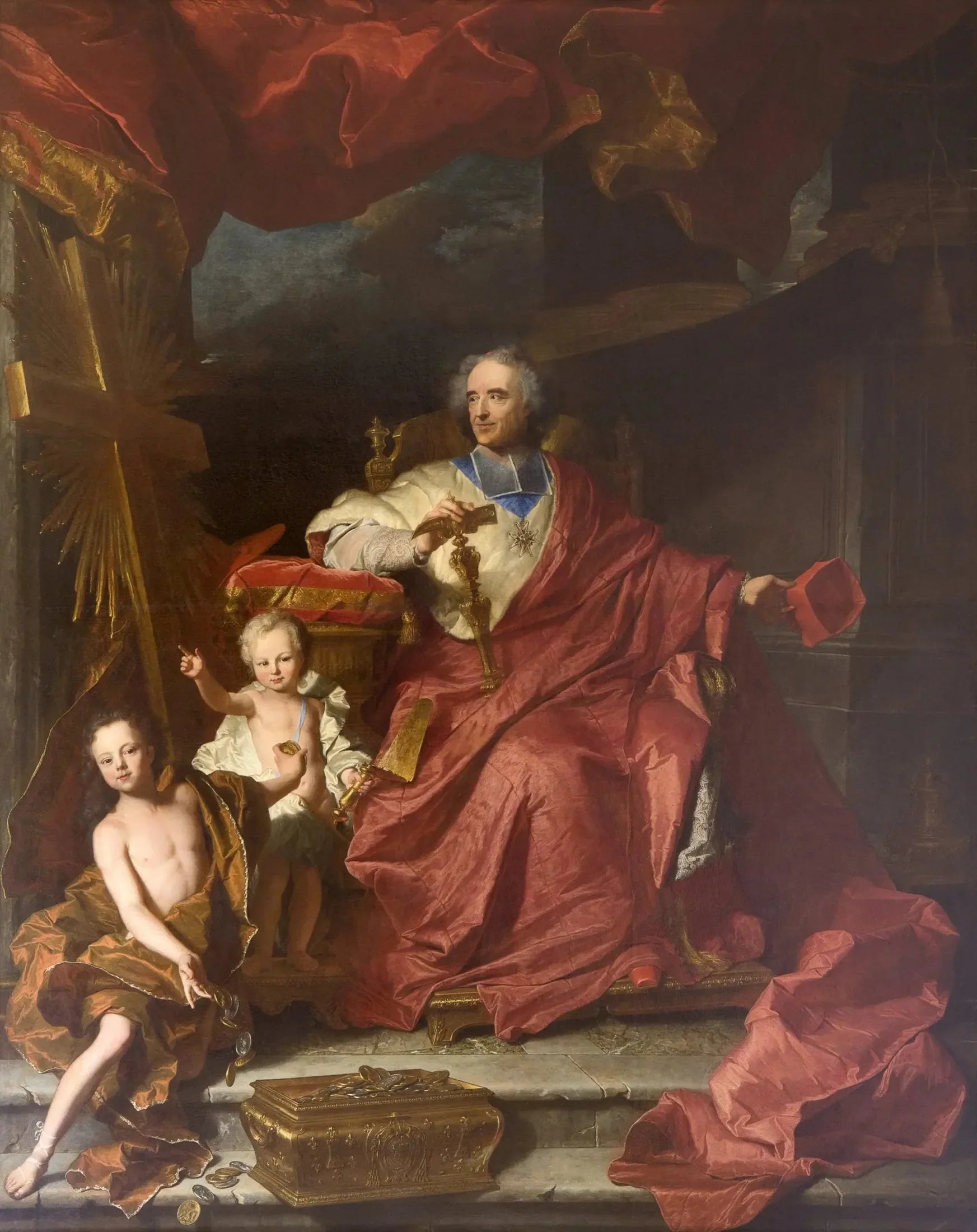 Portrait d'Emmanuel Théodose de la Tour d'Auvergne, cardinal de Bouillon - Hyacinthe Rigaud image 1 copie peinte à la main à l’huile