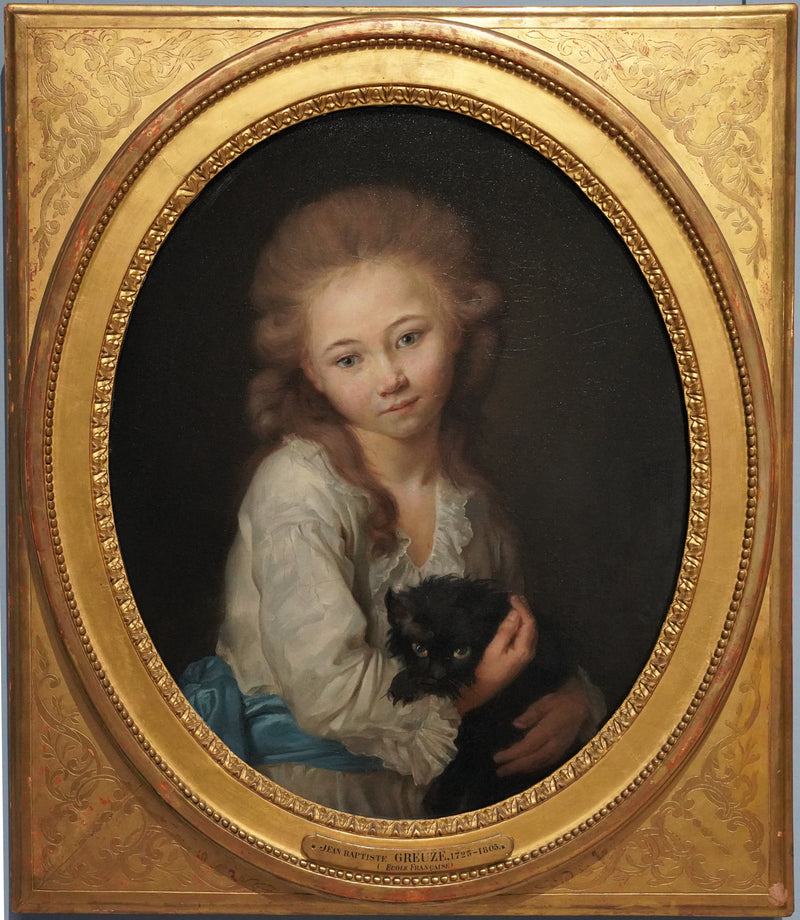Porträt des Geistes von Baculard d'Arnaud mit einer Katze - Jean-Baptiste Greuze