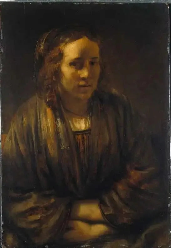 Porträt von Hendrickje Stoffels in Seidenverpackung - Rembrandt