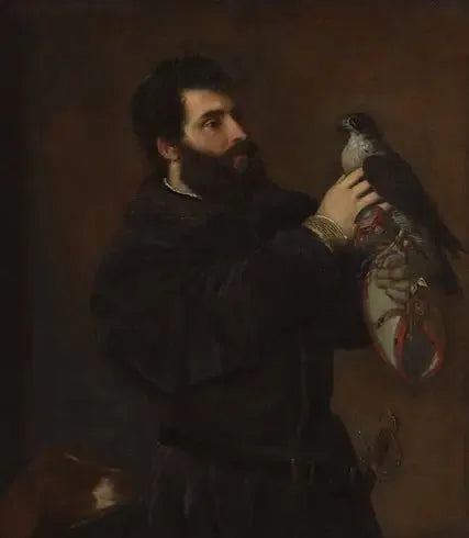 Portrait eines Mannes mit Falken - Titian