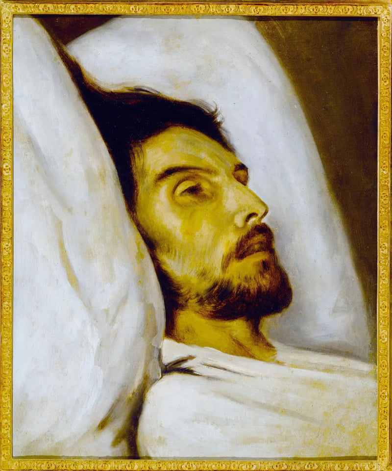 Porträt eines Mannes auf seinem Sterbebett, früher als Armand Carrel bekannt - Paul Delaroche