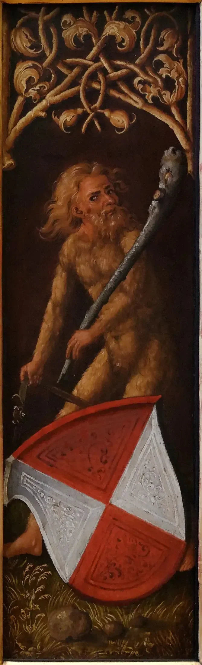 Porträt von Oswolt Krel: „Sylvanische Männer“ mit den heraldischen Schilden von Agathe von Esendorf - Albrecht Dürer