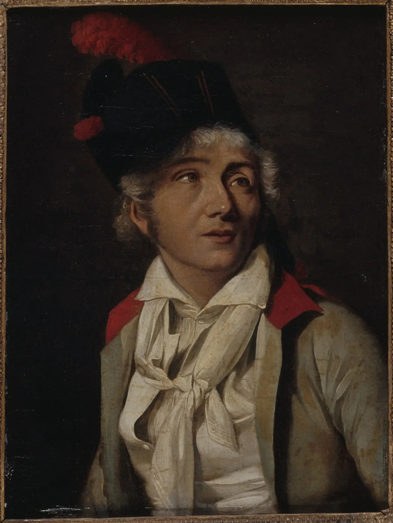 Porträt eines Schauspielers, in weißer Jacke mit rotem Kragen - Louis-Léopold Boilly