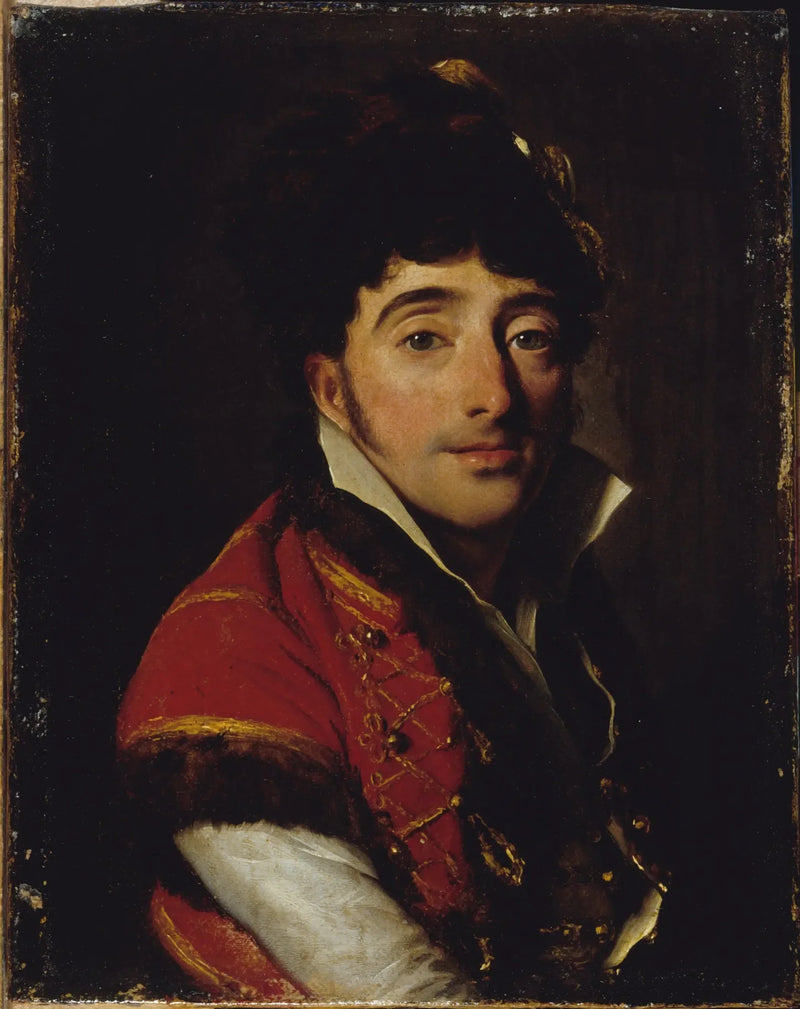 Porträt eines Schauspielers, in roter Jacke mit Pelzbesatz - Louis-Léopold Boilly