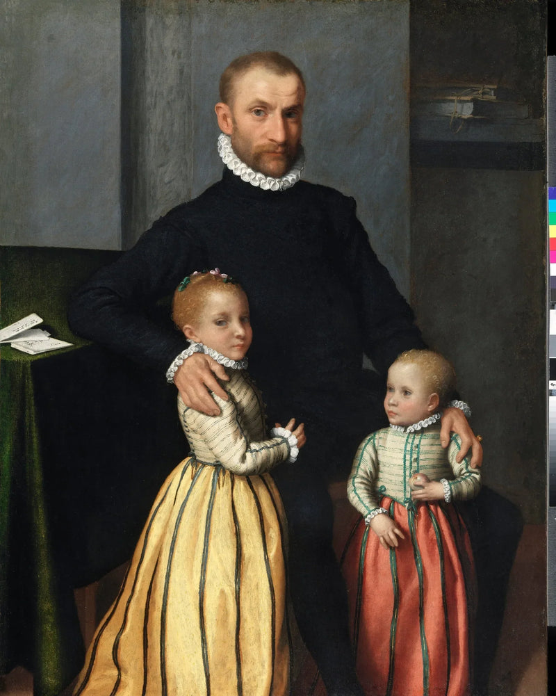 Porträt eines Edelmanns und seiner beiden Kinder - Giovanni Battista Moroni