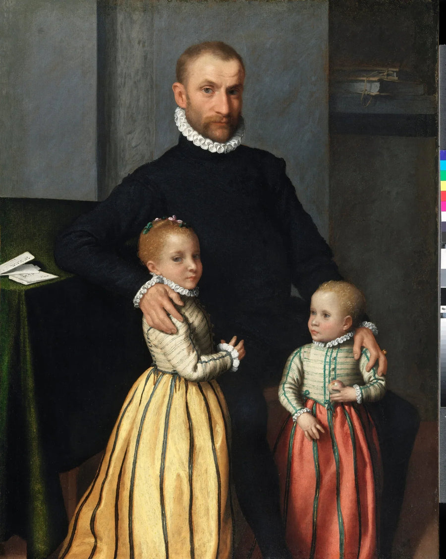 Porträt eines Edelmanns und seiner beiden Kinder - Giovanni Battista Moroni