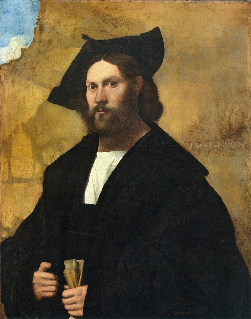 Porträt eines Gentlemans in Schwarz - Marco Basaiti