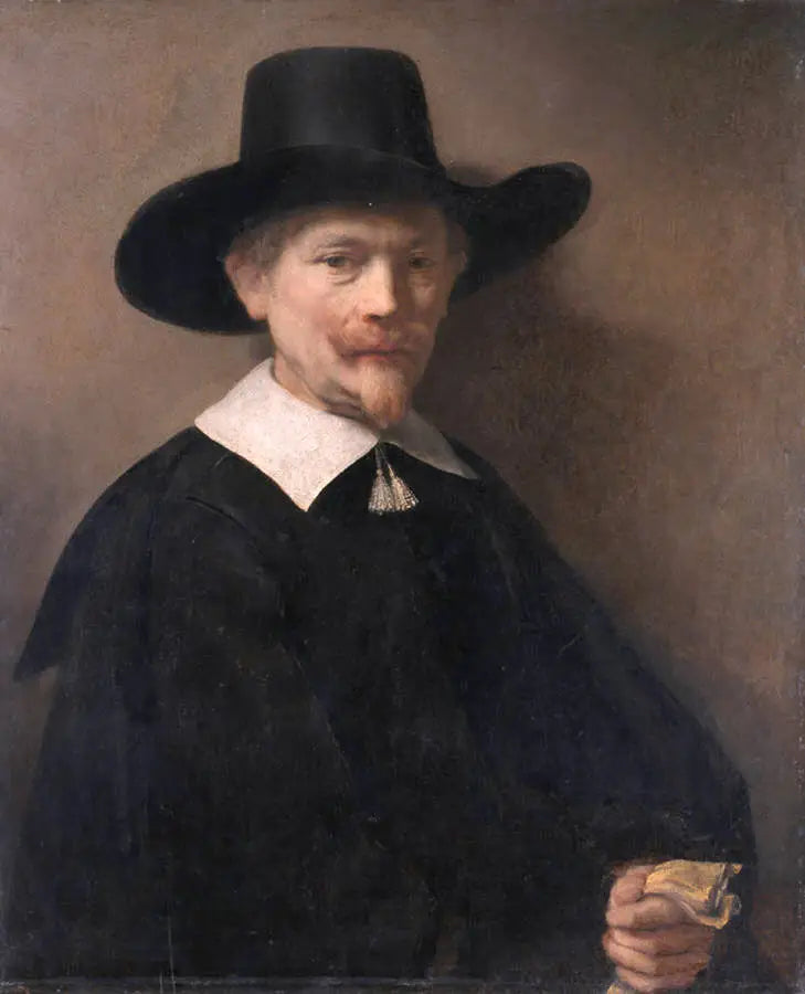 Porträt eines Mannes mit Handschuhen in der Hand - Rembrandt