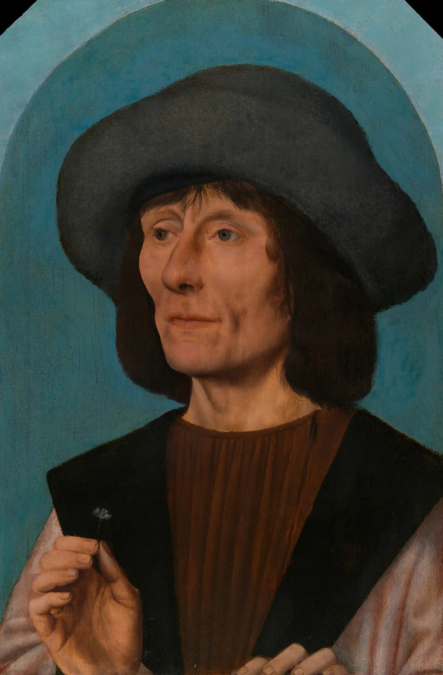 Porträt eines Mannes mit einer rosa Nelke - Quentin Metsys