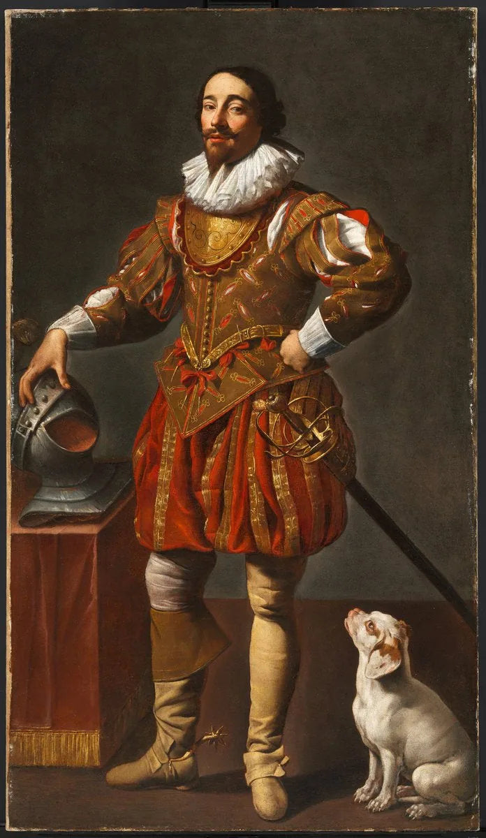 Porträt eines Mannes mit seinem Hund - Simon Vouet