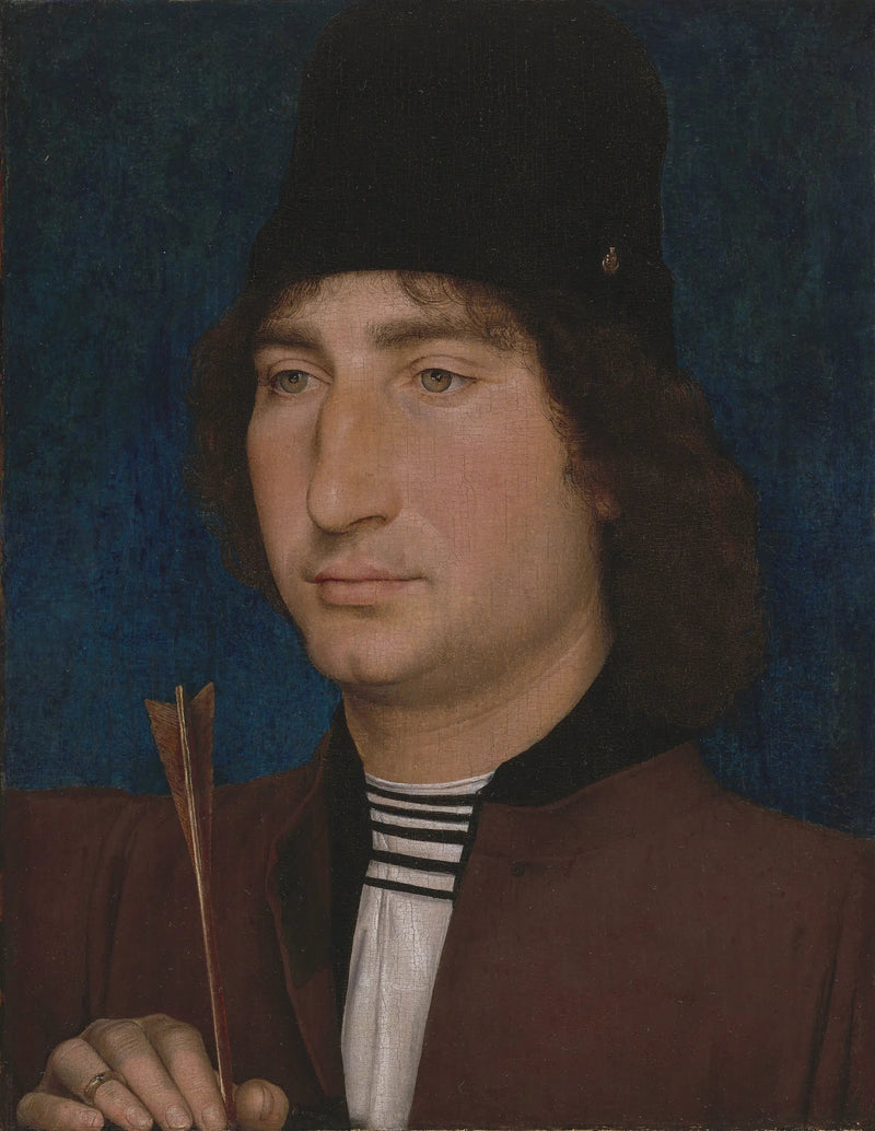 Porträt eines Mannes mit einem Pfeil - Hans Memling