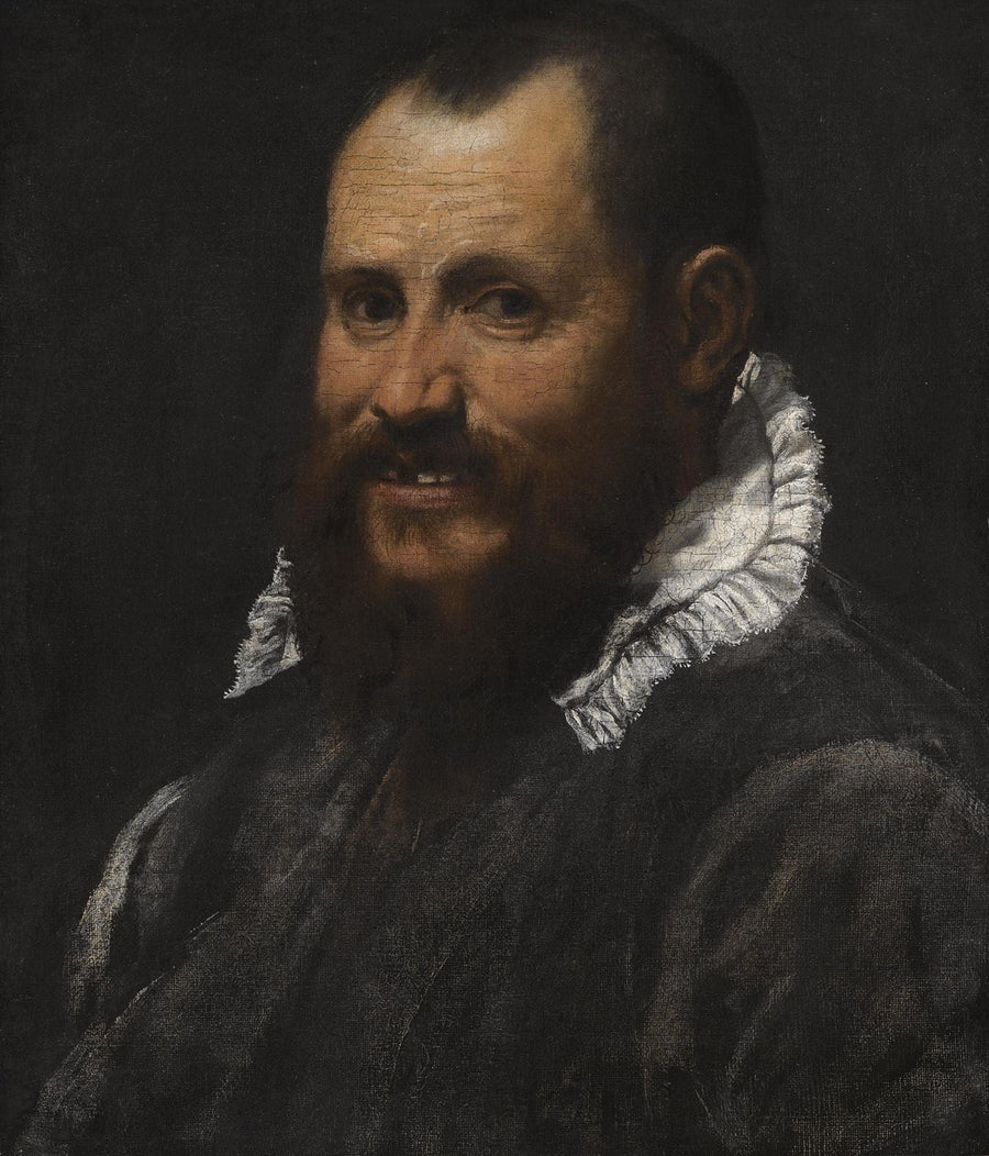 Porträt eines Mannes, im Halbprofil, mit weißem Hemdkragen - Annibale Carracci