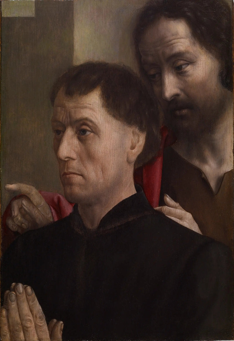 Porträt eines Mannes im Gebet mit Johannes dem Täufer - Hugo van der Goes