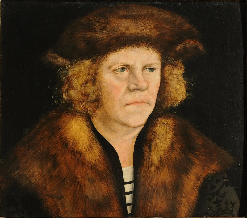 Porträt eines Mannes mit Pelzberet - Lucas Cranach der Ältere