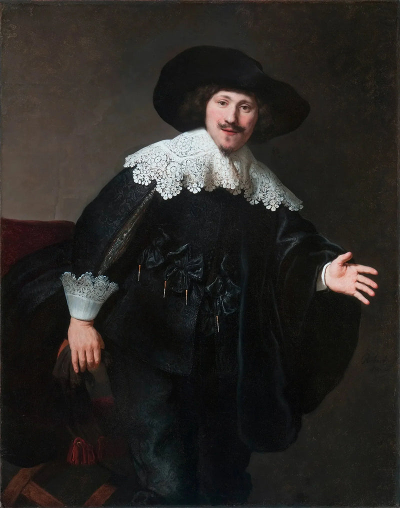 Porträt eines Mannes, der sich von seinem Platz erhebt - Rembrandt