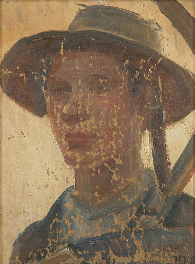 Porträt eines jungen Mannes mit einer Sense. – Michael Peter Ancher