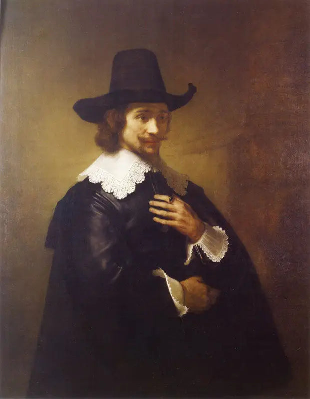 Porträt eines jungen Mannes mit breitrandigem Hut - Rembrandt