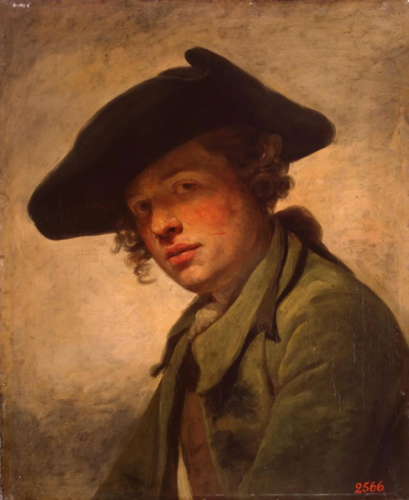 Porträt eines jungen Mannes mit Hut - Jean-Baptiste Greuze
