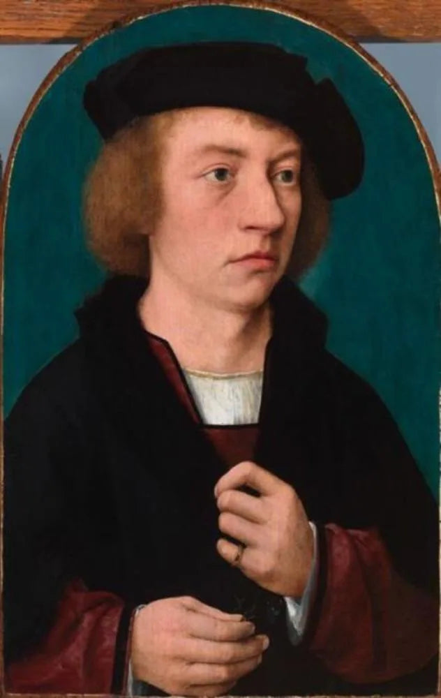 Porträt eines jungen Mannes mit schwarzem Hut - Joos van Cleve