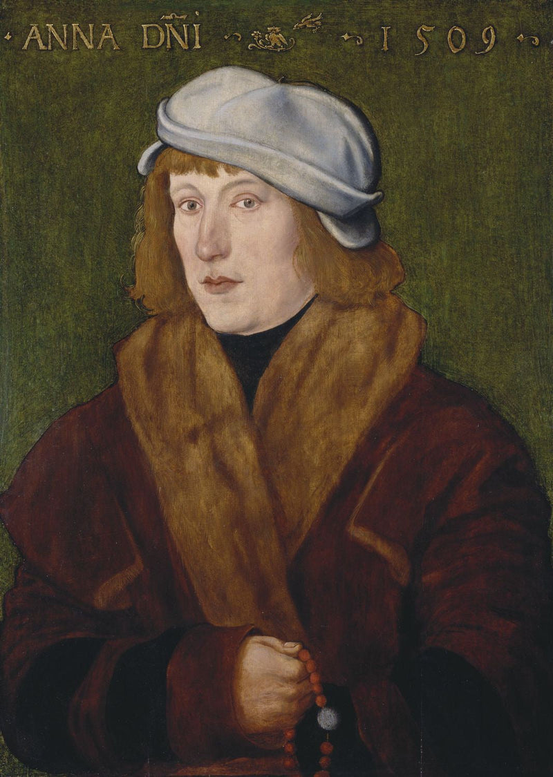 Porträt eines jungen Mannes mit einem Rosenkranz - Hans Baldung Grien