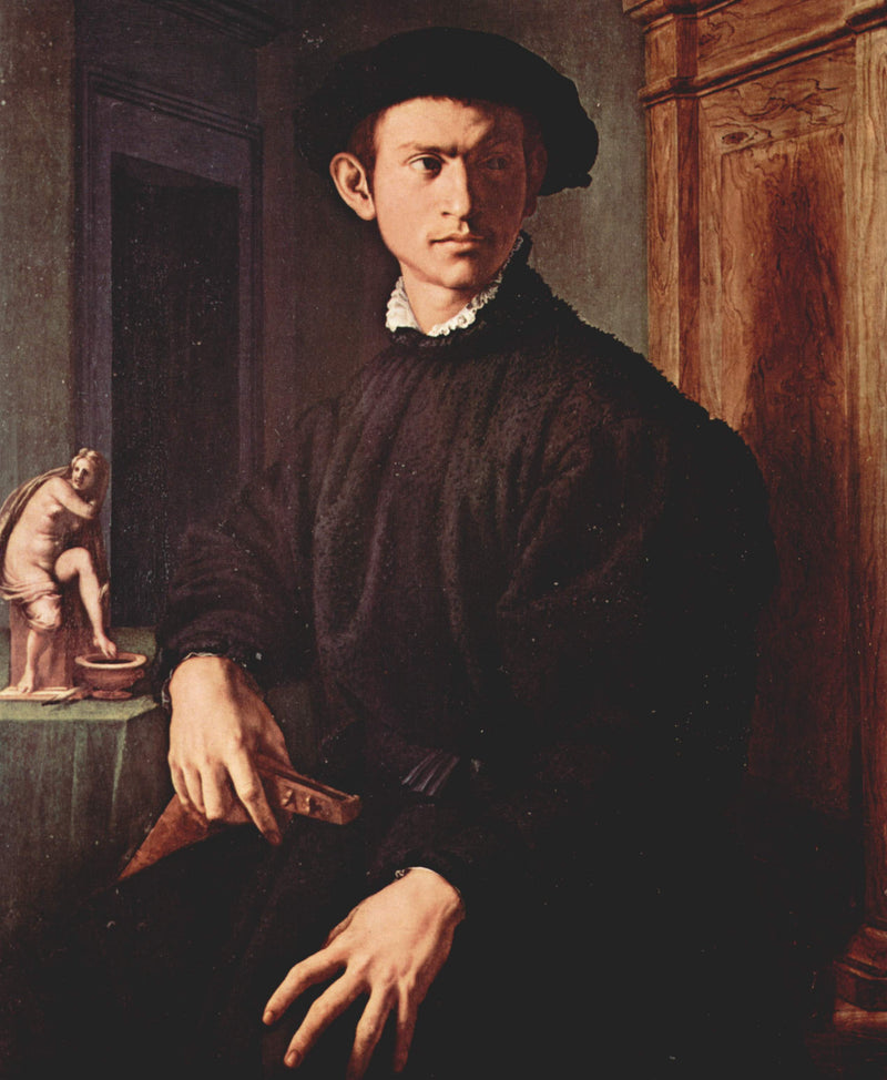 Porträt eines jungen Mannes mit einer Laute - Bronzino