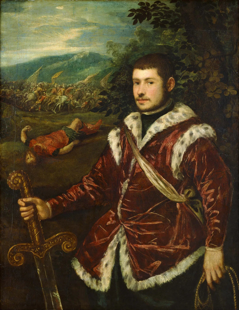 Porträt eines jungen Mannes in David - Jacopo Tintoretto