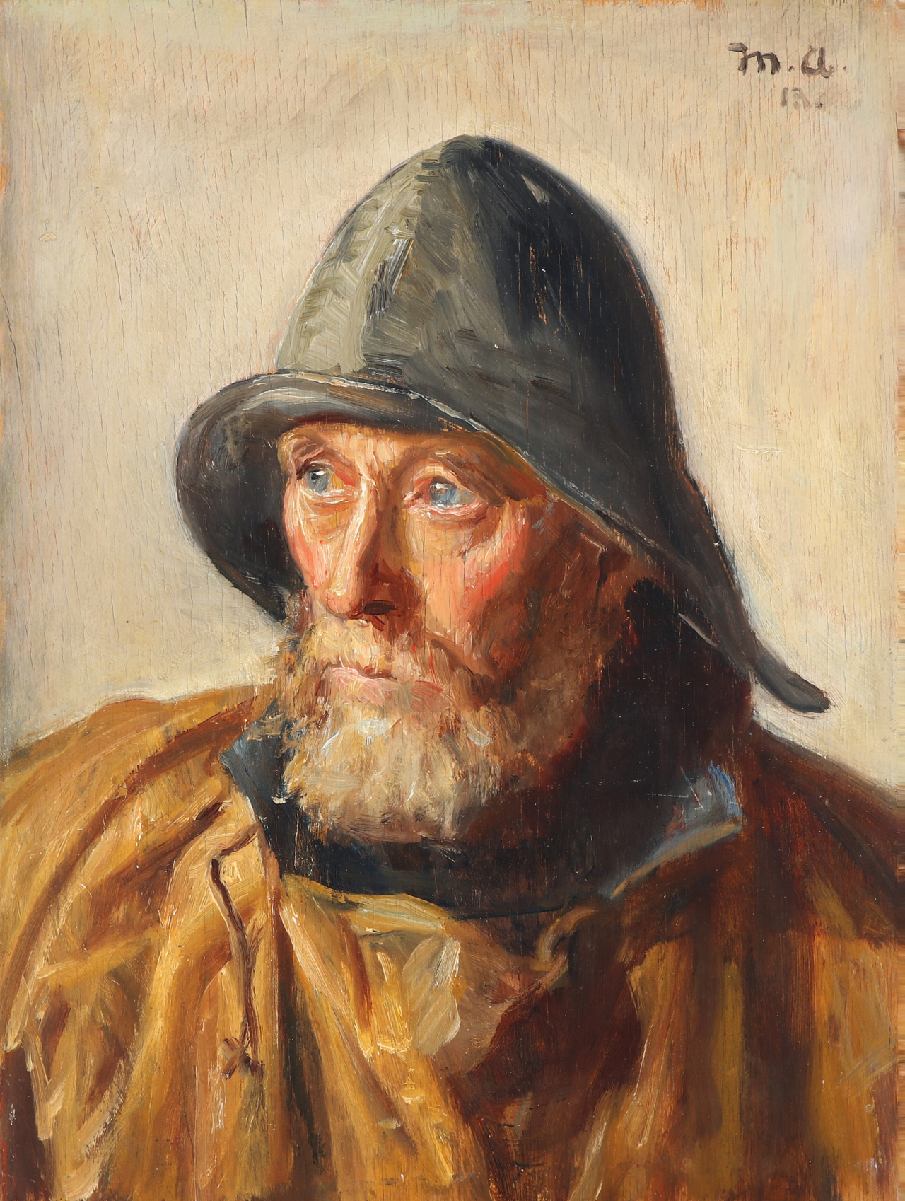 Portrait d'un pêcheur (1913). - Michael Peter Ancher image 1 copie peinte à la main à l’huile