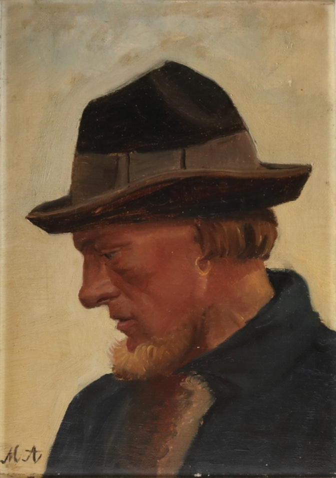 Porträt eines Fischers mit weichem Hut. – Michael Peter Ancher