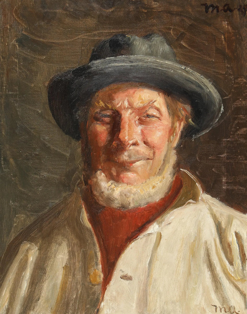 Porträt eines Fischers aus Skagen mit schwarzem Hut. – Michael Peter Ancher