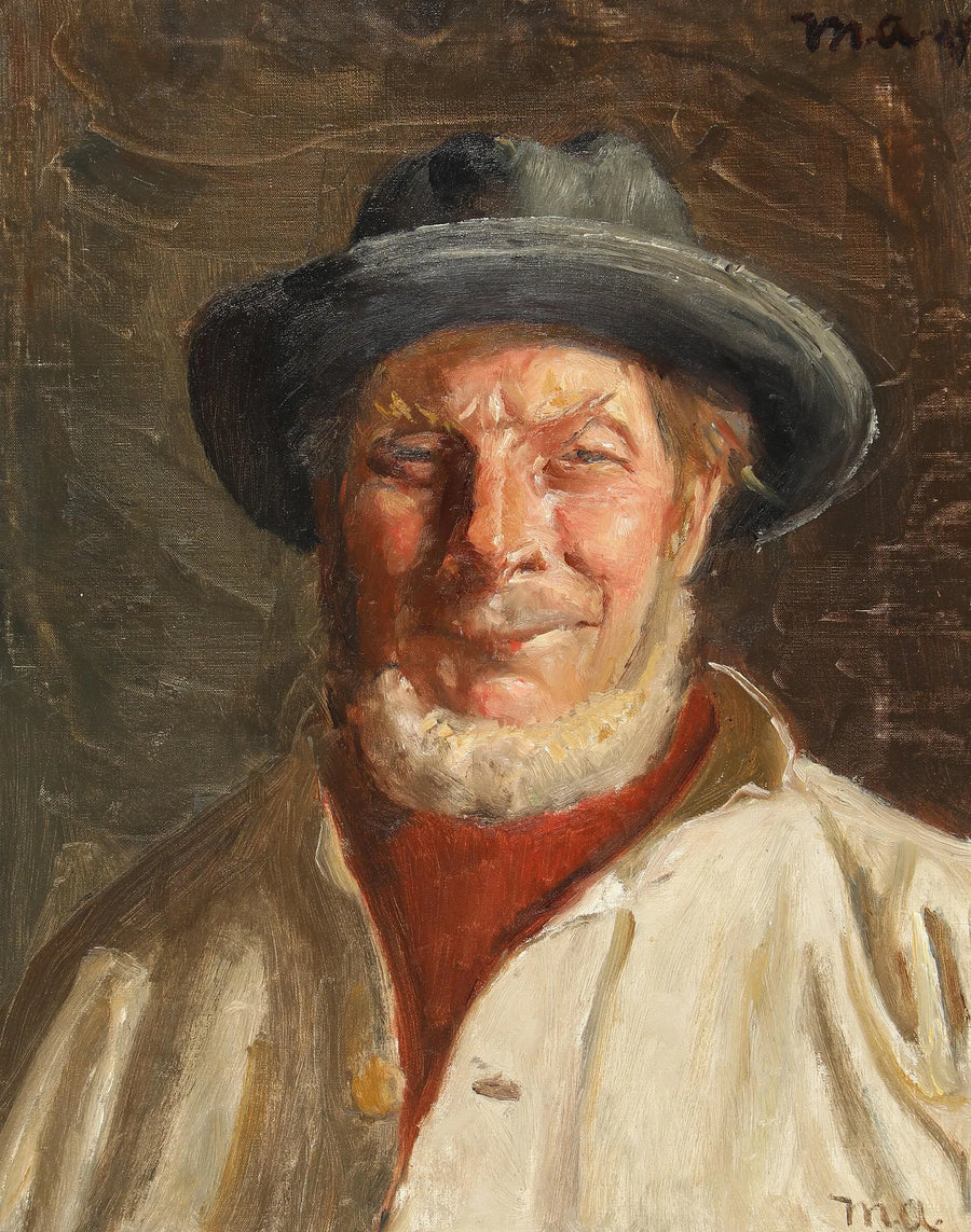 Porträt eines Fischers aus Skagen mit schwarzem Hut. – Michael Peter Ancher
