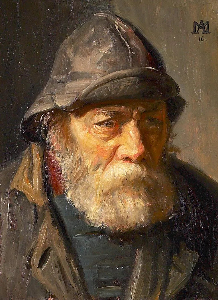 Porträt eines Fischers in Ölzeug. – Michael Peter Ancher