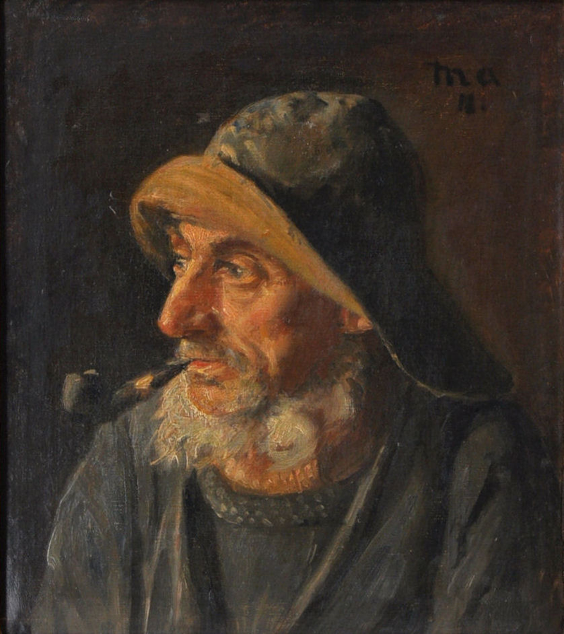 Porträt eines Fischers in Ölzeug. – Michael Peter Ancher